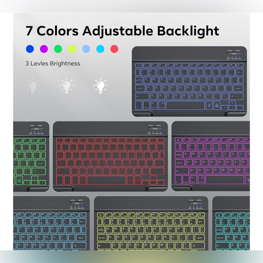 Wireless Backlit Keyboard with 7 Adjustable Colours BackLighting